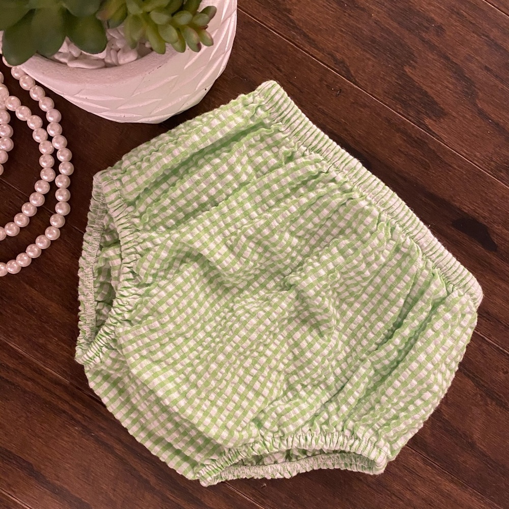 Rare Editions lime green and white gingham 18mo bloomer bottoms